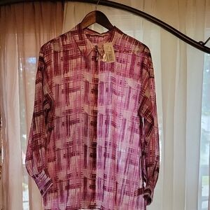 Pink Patterned Long Sleeve Blouse
